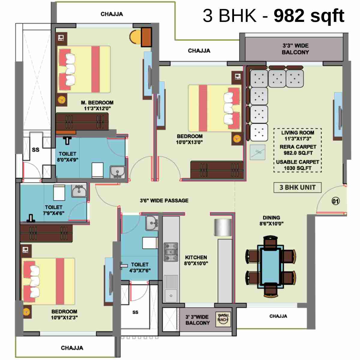 Larkins-315-Codename-Legend-Floor-Plan-3-BHK-982-sqft